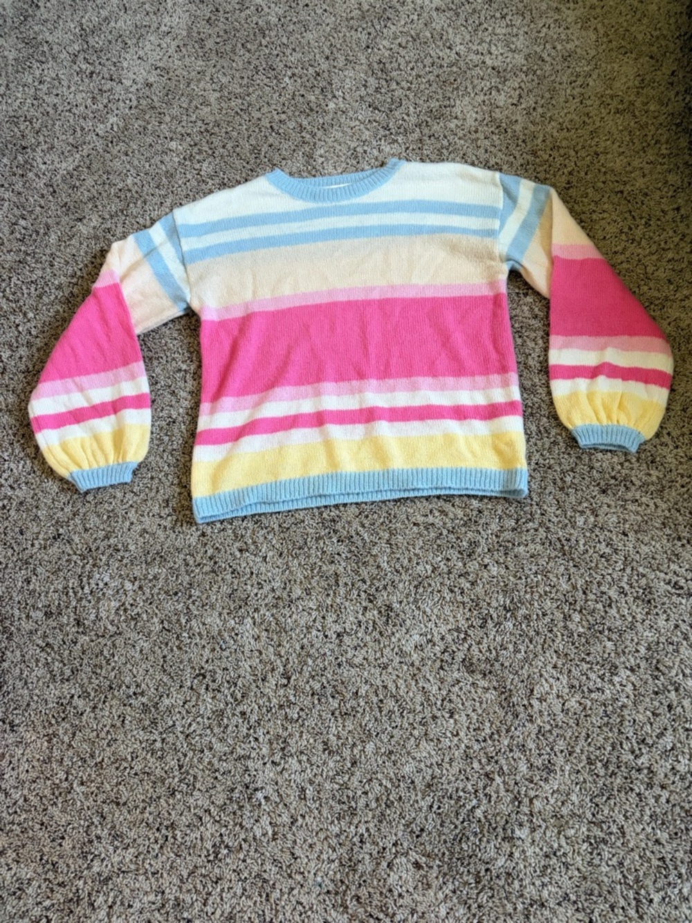Altar'd State Pastel Striped Crewneck Sweater - Pink, Blue, Yellow